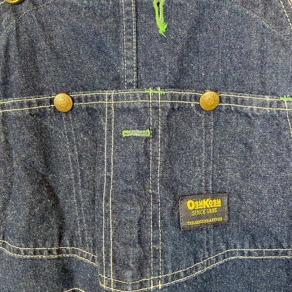 Vintage OshKosh 38x23 Blue Denim Adult Overalls Hemmed Made in USA Vestback - Picture 3 of 9